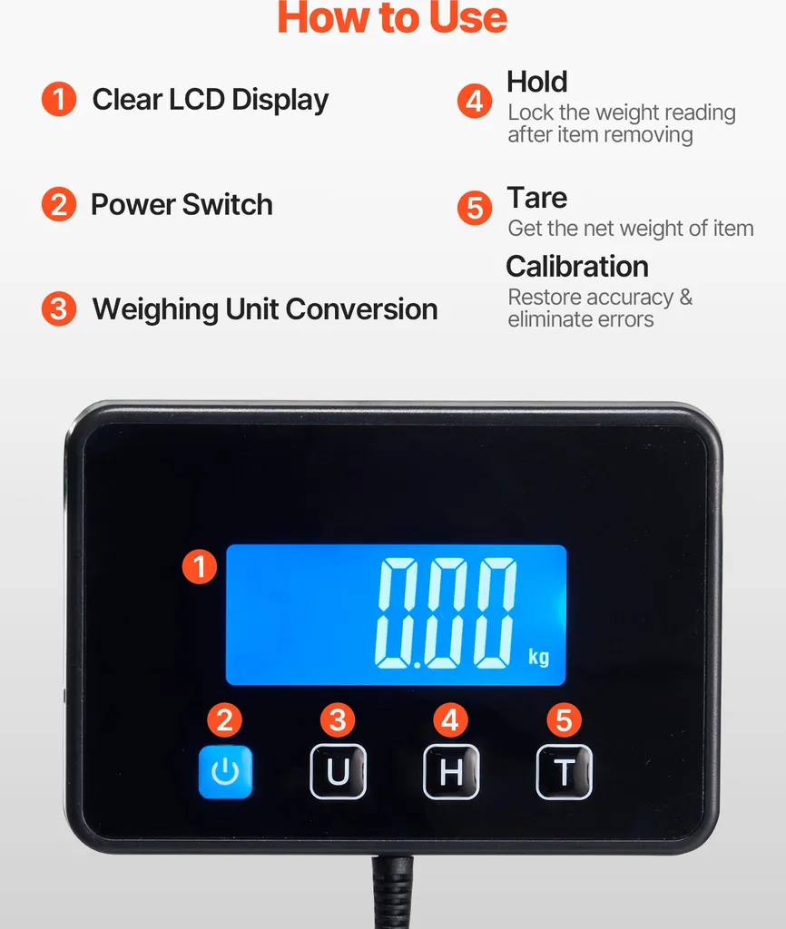 SucceBuy bilancia digitale per pacchi, 10/100g, alta precisione, bilancia a piattaforma da 200 kg con funzione hold/tare e display LCD, ideale per pacchi, affrancature, bagagli, incl. batteria e cavo di ricarica - 6