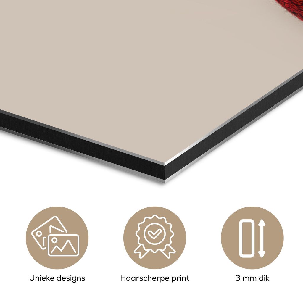 MuchoWow Wanddekoration Metall Metallbild Wandkunst 150x100 cm Schottisches Hochlandrind - Weihnachten - Mütze - Pullover - Winter MuchoWow Alumin...