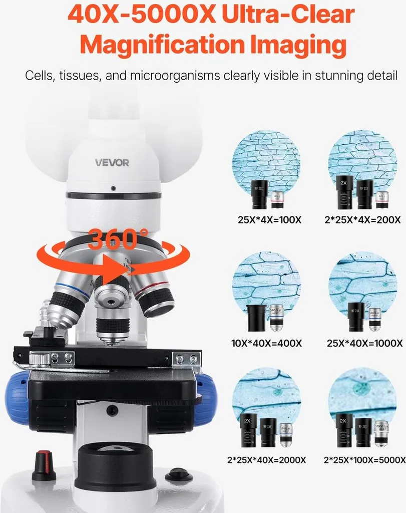Microscope trinoculaire professionnel 5000X avec optiques de précision - 2