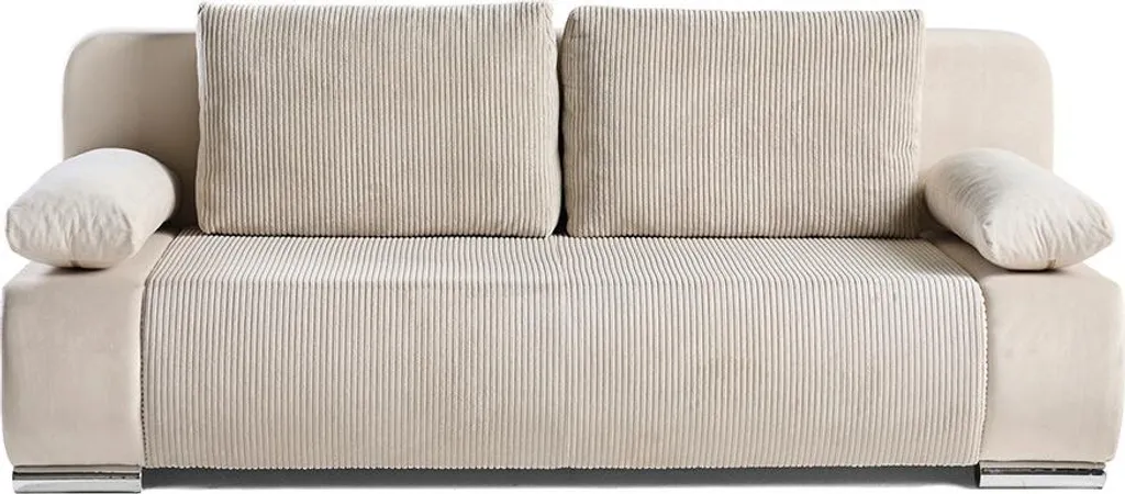 Canapé velours beige 3 places convertible Elio : Style et coffre de rangement