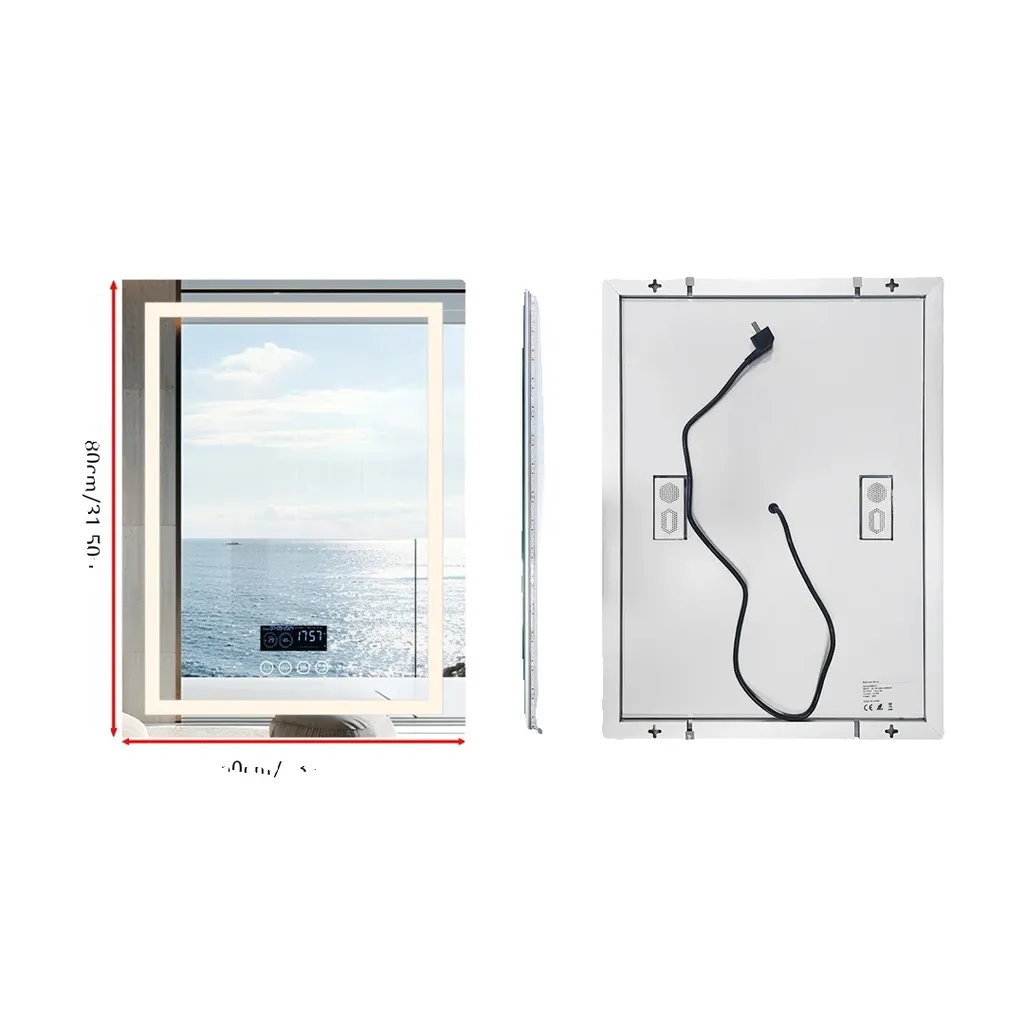 Miroir Salle de Bain Bluetooth Anti-buée LED 60x80cm - Design Modern Ref MB-68