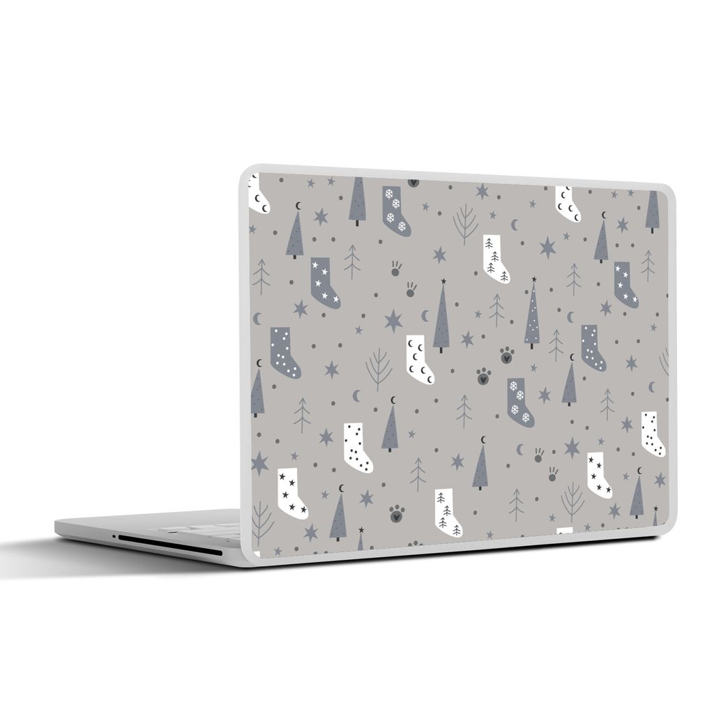 MuchoWow Laptop Aufkleber Sticker Cover Socken - Schnittmuster - Weihnachten 40x30 cm - Laptop Dekoration - Selbstklebend