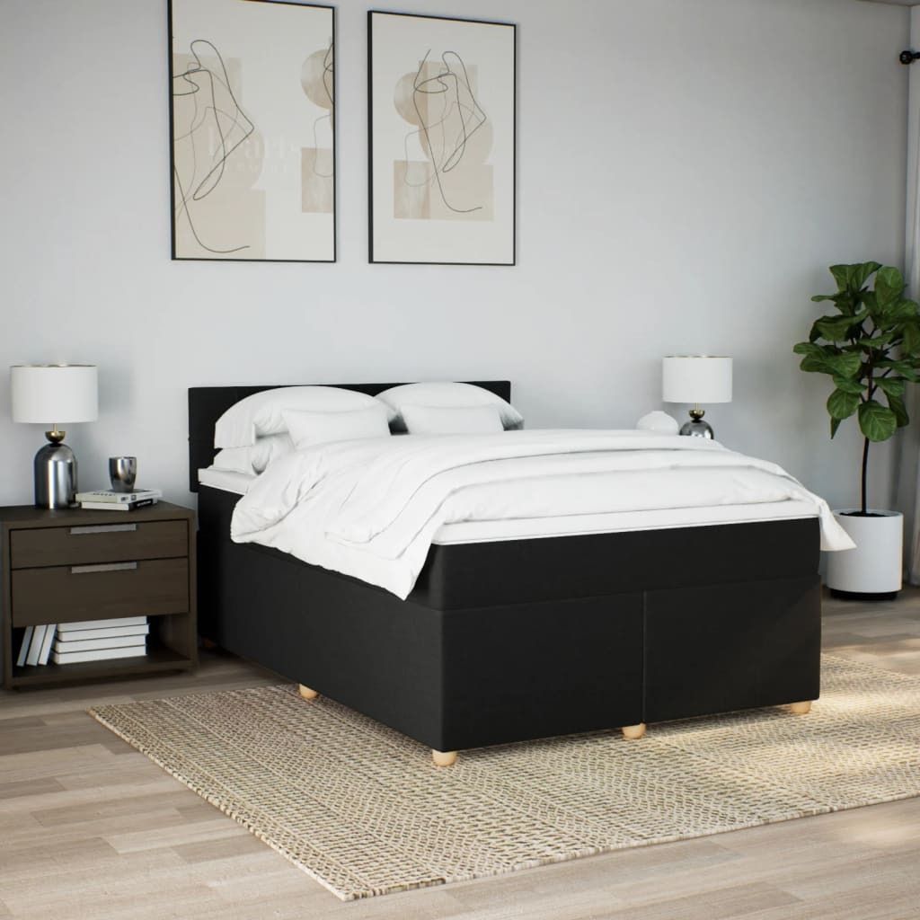 "Winter Sale" Boxspringbett mit Matratze Schwarz 140x190cm Stoff - clorisNeu702891 - Klassische BettenJugendbett Tagesbett