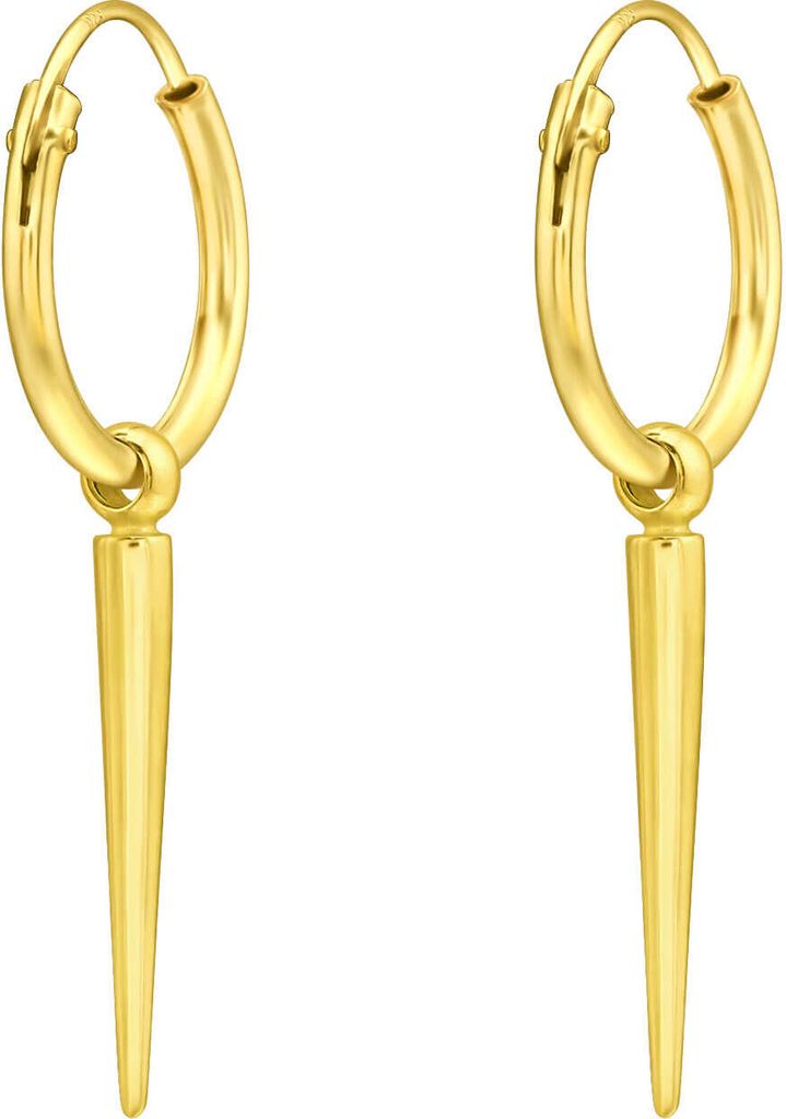 Creolen Ohrringe 925 Sterling Silber mit hängender Nadel Material - Silber vergoldet