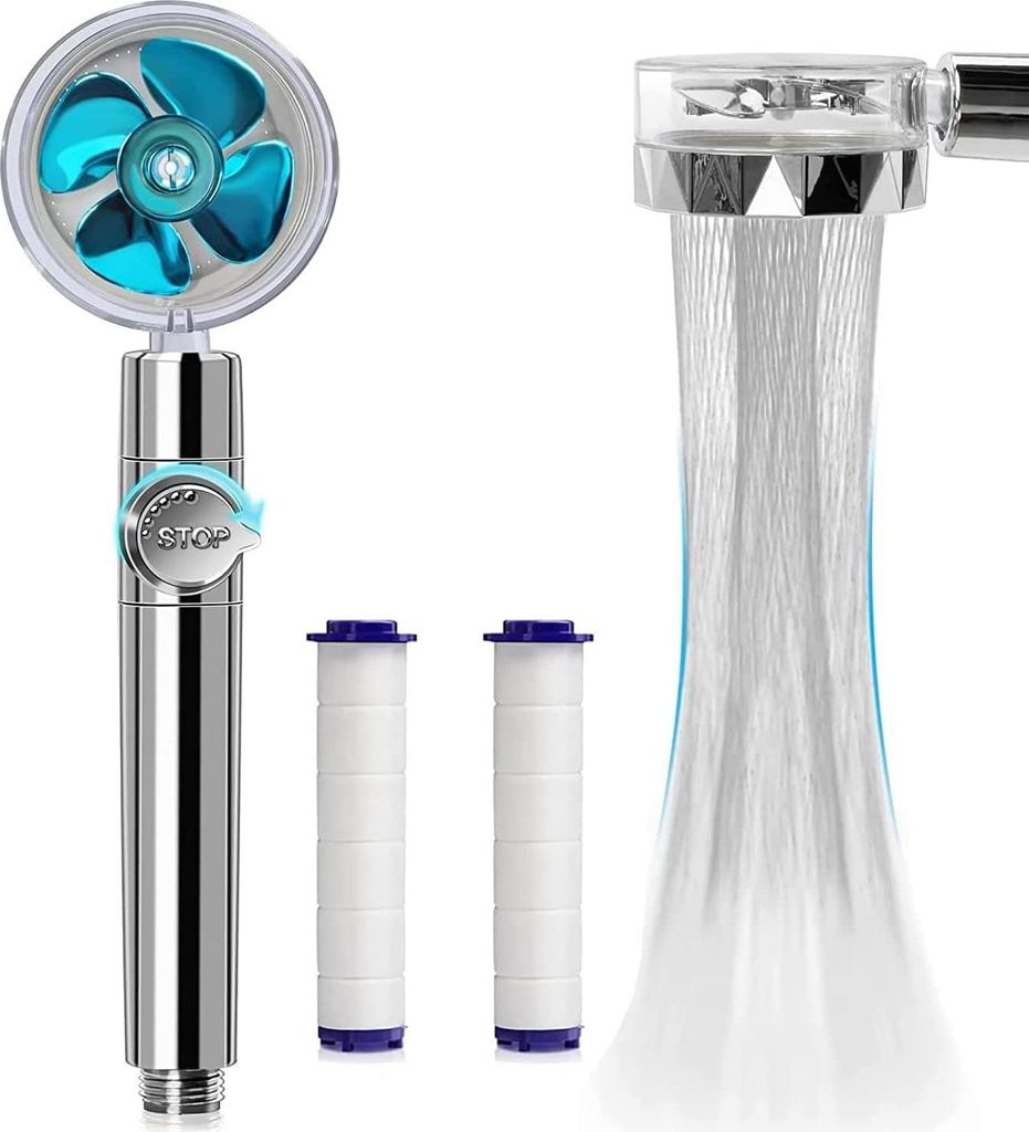 Hochdruck-Duschkopf - Wassersparend und drehbar - Blau