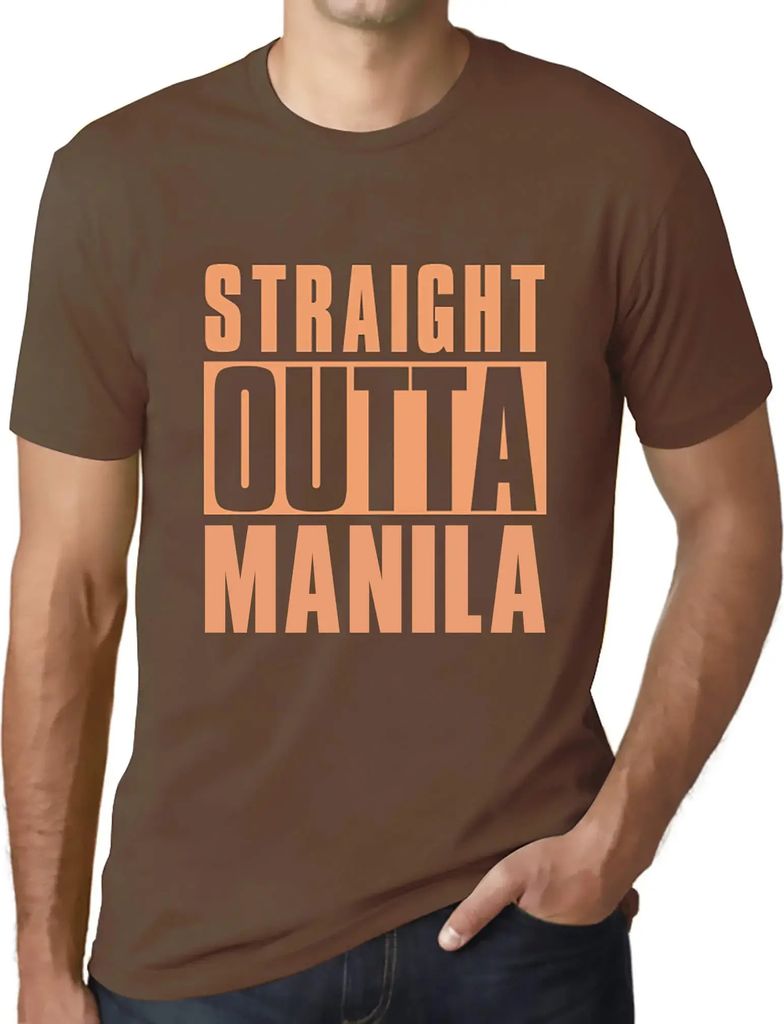 Herren Grafik T-Shirt Straight Outta Manila Öko-Verantwortlich Vintage Jahrgang Kurzarm Lustige Druck Geburtstag Geschenk Mann