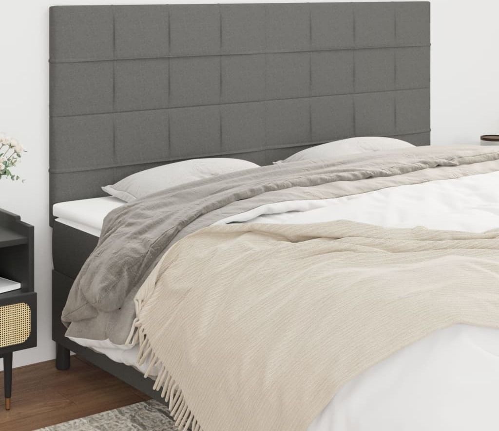 "2026 MODERNE"Kopfteil - modernes Design - fürs Schlafzimmer - Dunkelgrau 180x5x118/128cm Stoff NEU630956 - Kopfteile