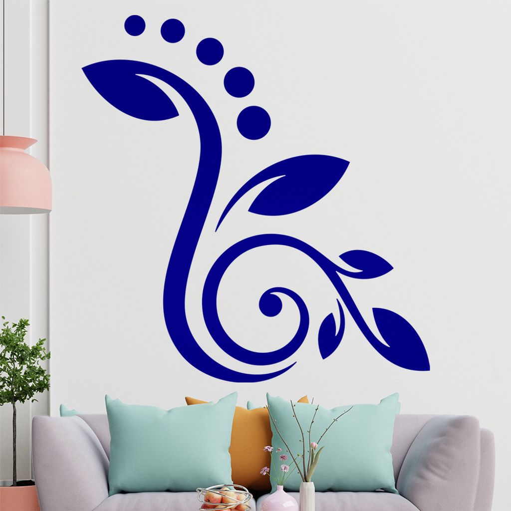 Blüte - Linien Punkte Wandtattoo in 6 Größen - Wandaufkleber Wall Sticker - Dekoration, Küche, Wohnzimmer, Schlafzimmer, Badezimmer
