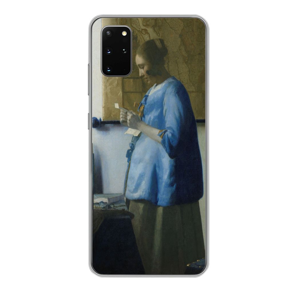 MuchoWow Handyhülle Schutzhülle Hülle für Samsung Galaxy S20 Plus Frau in Blau liest einen Brief - Gemälde von Johannes Vermeer Silikon Soft...