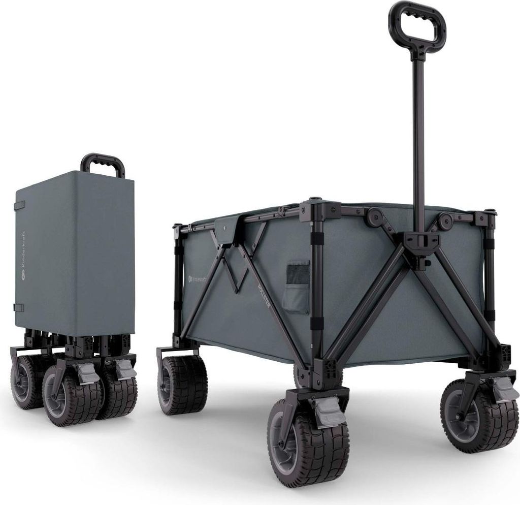 Kinderkraft ROLLSTER Transportwagen klappbar, geländetauglich, bis 100 kg Belastung, Grau