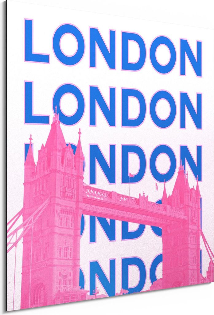 DEQORI Alu-Dibond Bild Weiß 30x30 cm 'London Calling' Wandbild Metall dünn Design