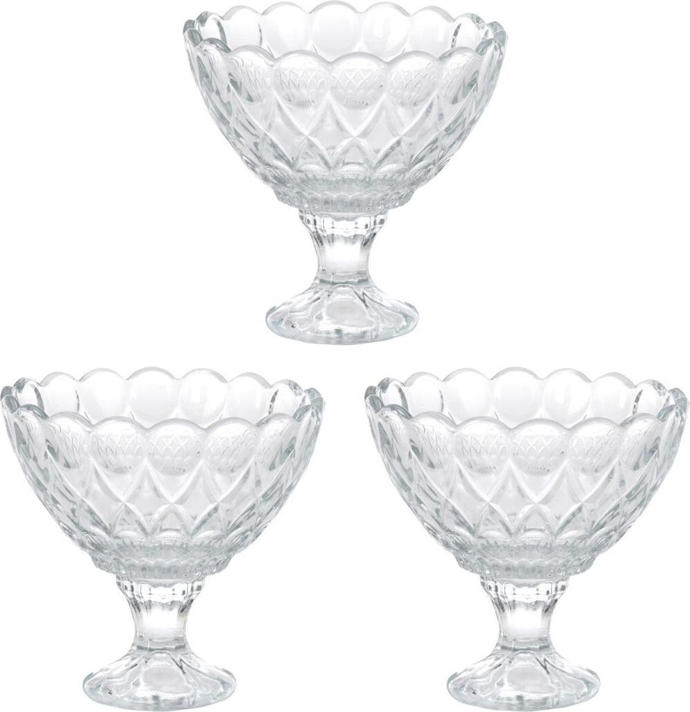 Set mit drei Dessertschalen aus hochwertigem Glas