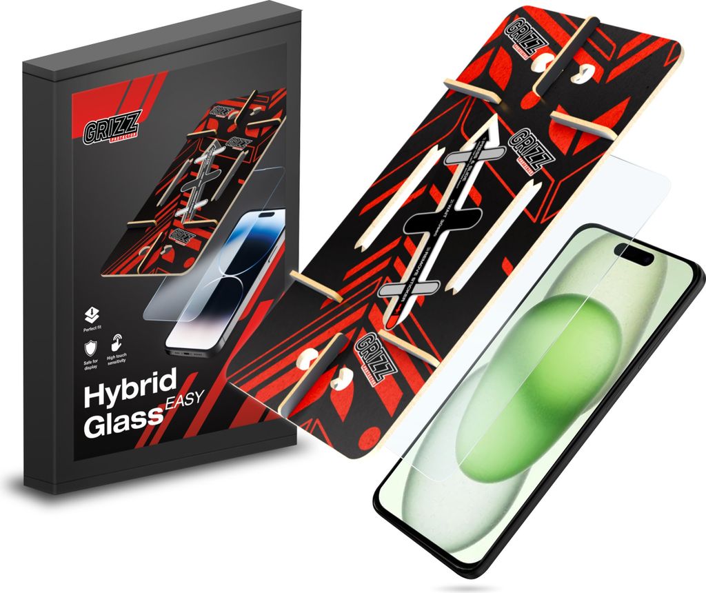 Hybriertes Glas GrizzGlass HybridGlass Easy für Apple iPhone 15 Plus