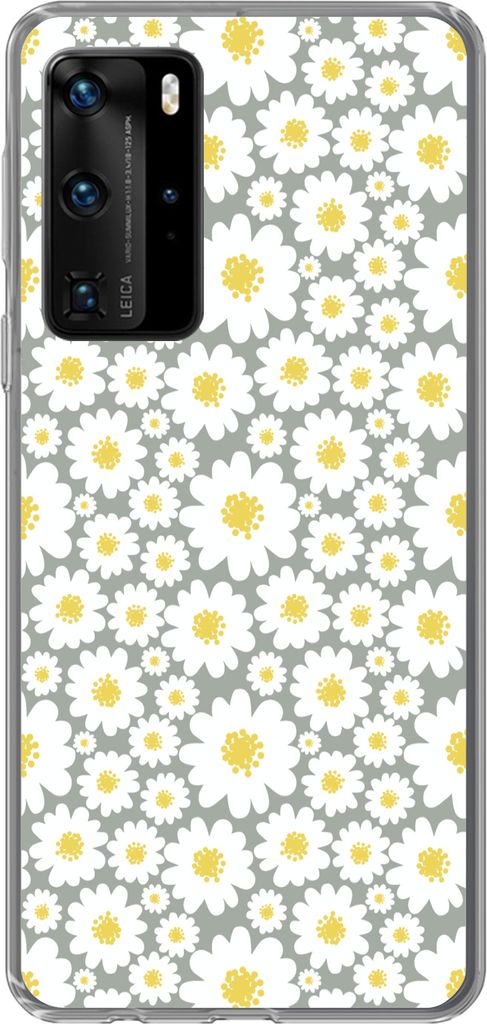 MuchoWow Handyhülle Schutzhülle Hülle für Telefoonhoesje Huawei P40 Pro Mädchen - Gänseblümchen - Blumen - Muster - Mädchen - Weiß - Kin...