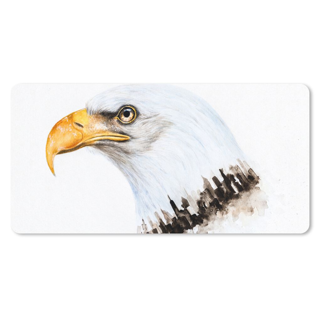 MuchoWow Mauspad Mousepad Adler - Vogel - Aquarell 60x30 cm - Mousepads - Maus Mat - Pad - Mausunterlage - Nachhaltig