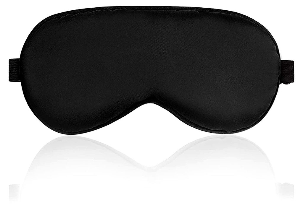 Schlafmaske aus Seide, verstellbarer Riemen, bequem, weich und hautfreundlich, Seitenschläfer, Sleeping Mask, Frauen, Männer, (Schwarz)