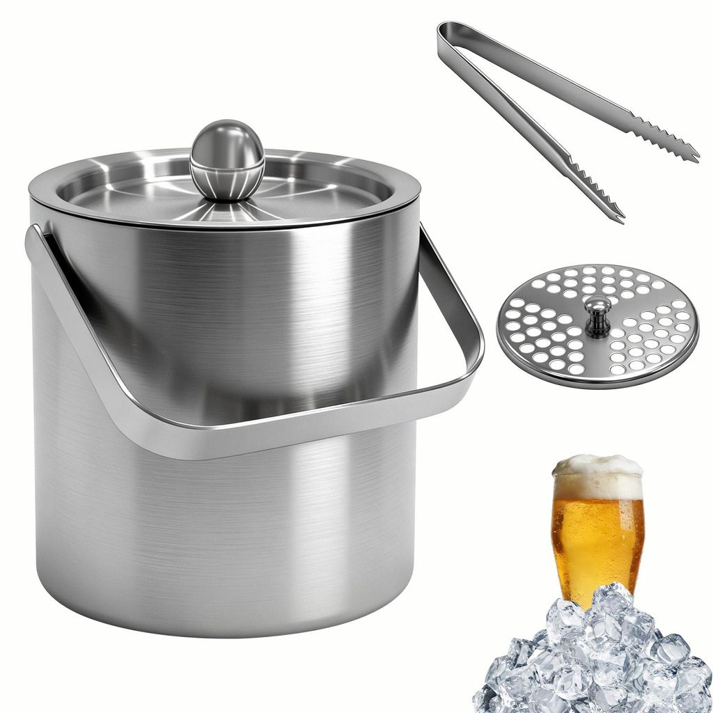 Eiseimer Eiswürfelbehälter 1.3L,Edelstahl Eiskübel mit Produktbild 