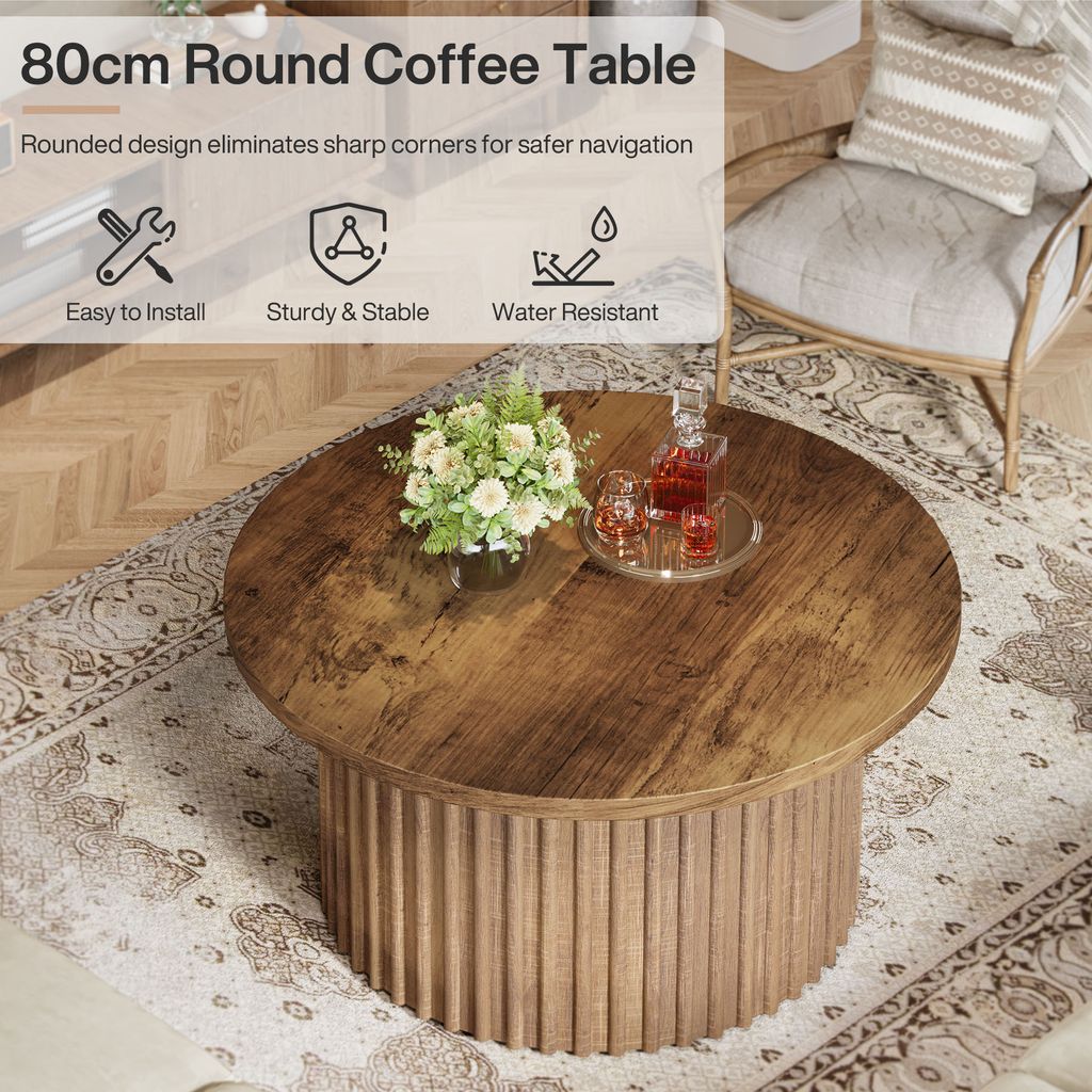 Décoration Salon Naturel Table Basse Ronde Tribesigns - 2 Niveaux, Style Ferme, Cadre En U, Naturel Table Ronde Salle Manger