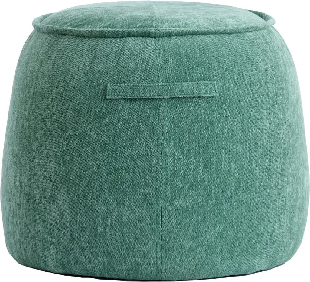 Pouf rond SIBIU vert en tissu doux Ø50x40 cm - Finition veloutée durable