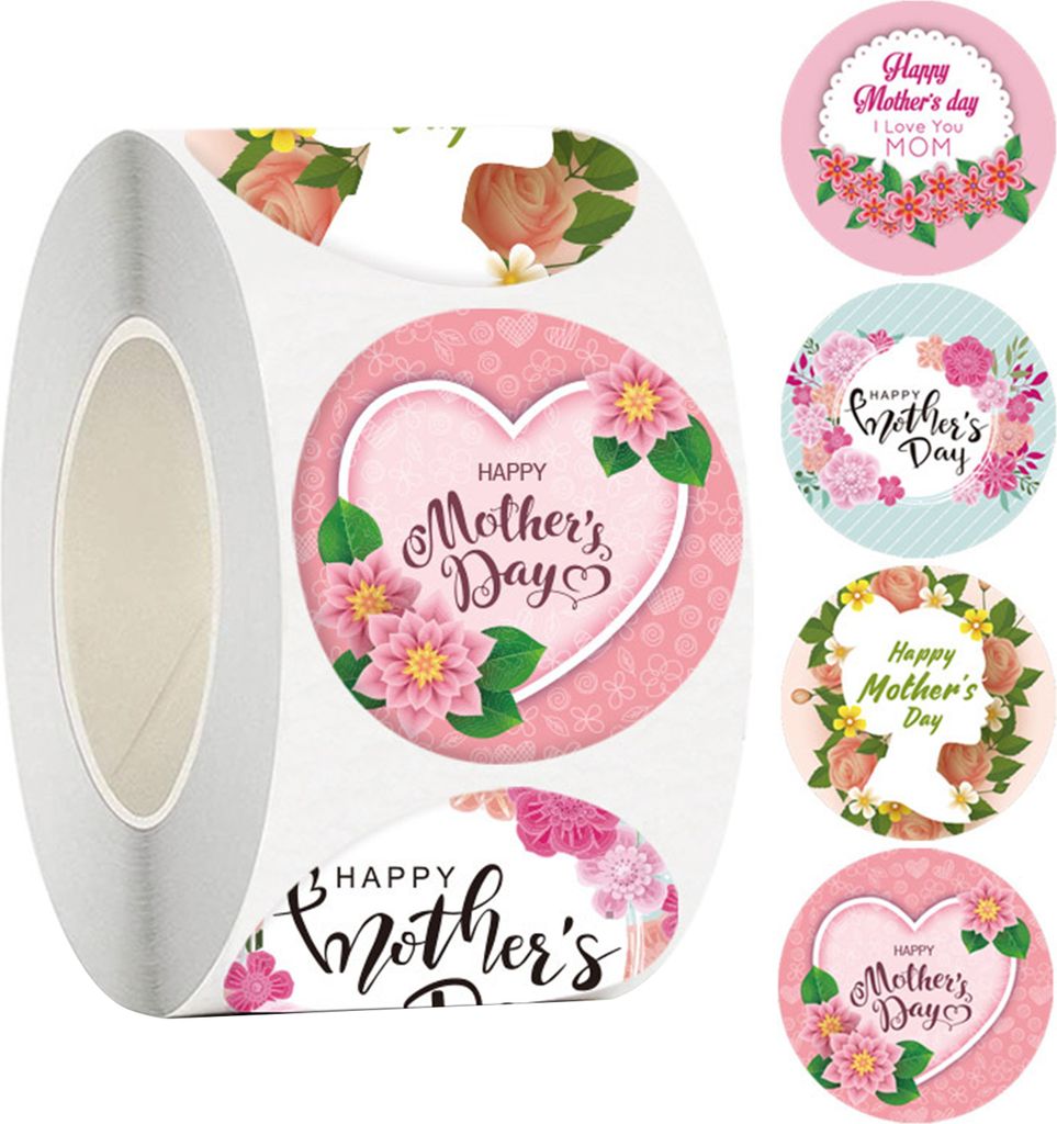 500pcs Geschenkversiegeletikett Einfach zu passenblüten Buchstaben Druck Happy Mothers Day Labels Mailer Seal Aufkleber Nachbildung Festival Suppl...