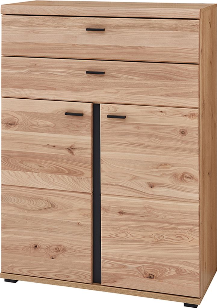 Kommode mit 2 Türen und 2 Schubladen, Altesche gebürstet, teilmassiv, SARINA-36