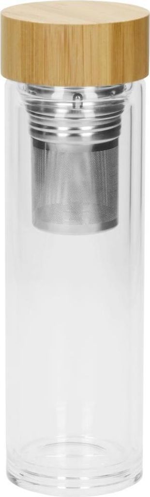 Glasflasche 'Tea' 450 ml - praktische Flasche mit Teesieb aus Edelstahl - ideal für die Schule & Arbeit - Transparent