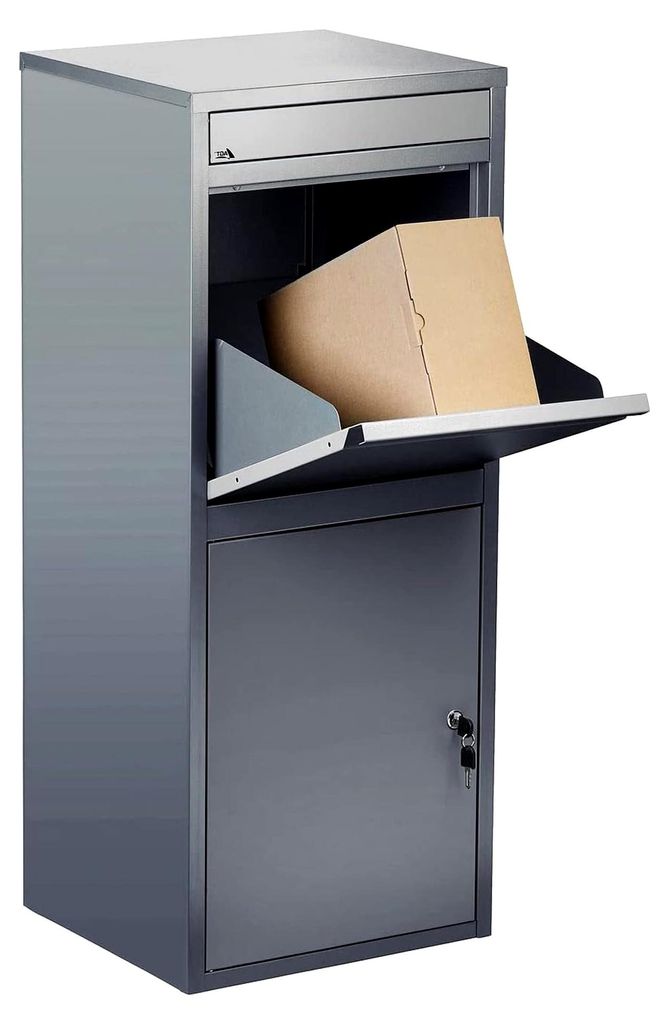 Stand-Paketbriefkasten mit Rückholsperre, Stahlblech, 2 Schlüssel