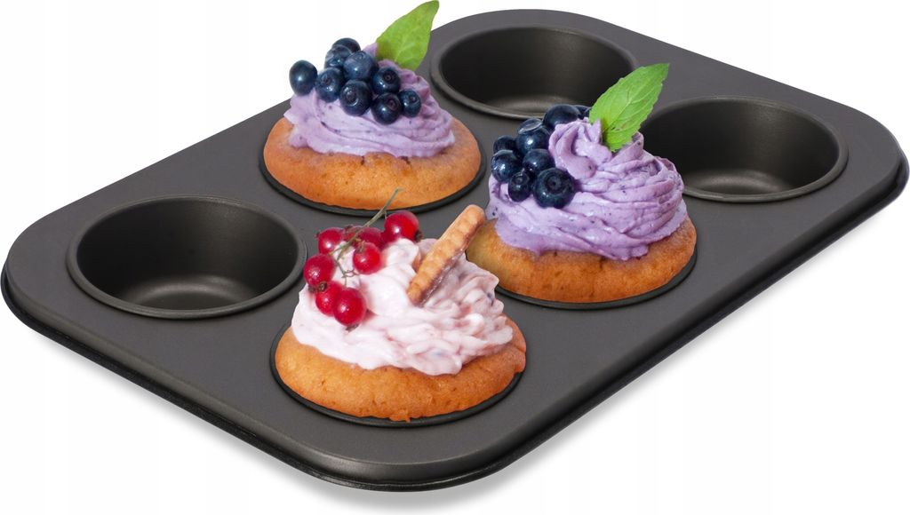 KADAX Muffinform, 27 x 19 Backblech, Antihaftbeschichtete Backform aus Blech, 6-er Muffinblech