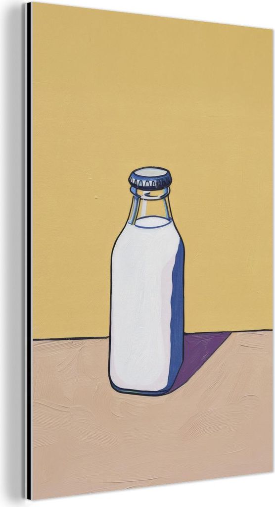 MuchoWow Wanddekoration Metall Metallbild Wandkunst 60x90 cm Gläser - Flasche - Illustration - Milch MuchoWow Aluminium Gemälde - Wandbilder - Al...