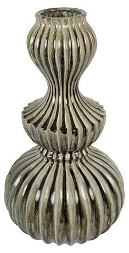 Vase Moïs vert et beige XL Ø 32 x 57 cm - Objet déco design en céramique