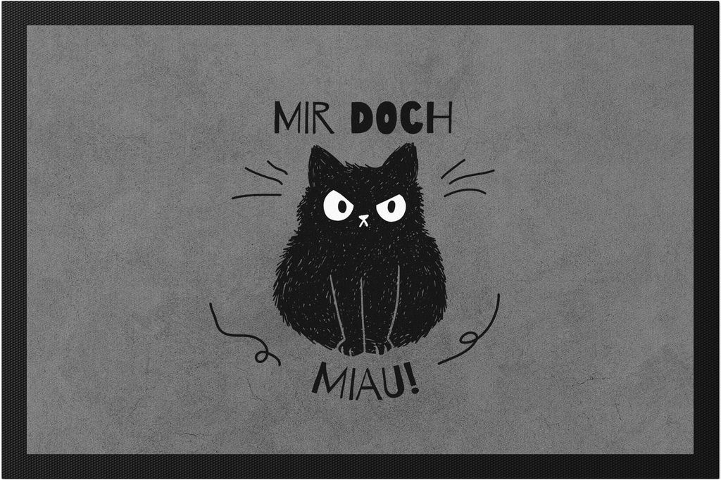 Mir Doch Miau Fußmatte mit Katzen und Herzen Motiv für Produktbild 