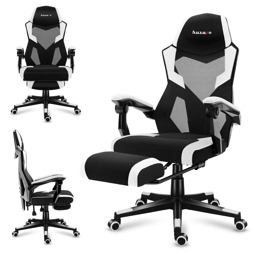 Herní židle Huzaro Combat 3.1 White - náklon 135°, výsuvná Obrázek produktu 
