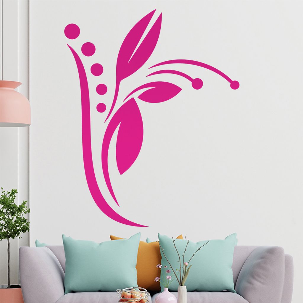 Blume - Linien Punkte Wandtattoo in 6 Größen - Wandaufkleber Wall Sticker - Dekoration, Küche, Wohnzimmer, Schlafzimmer, Badezimmer