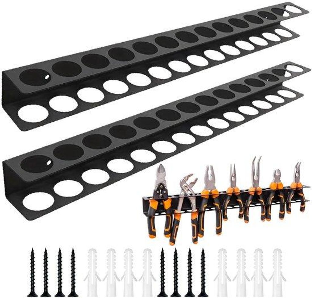 Werkzeughalter 2-teilig 14-fach Wandhalterung Doppelschicht 40 cm für Werkzeuge, Schraubenzieher, Zangen