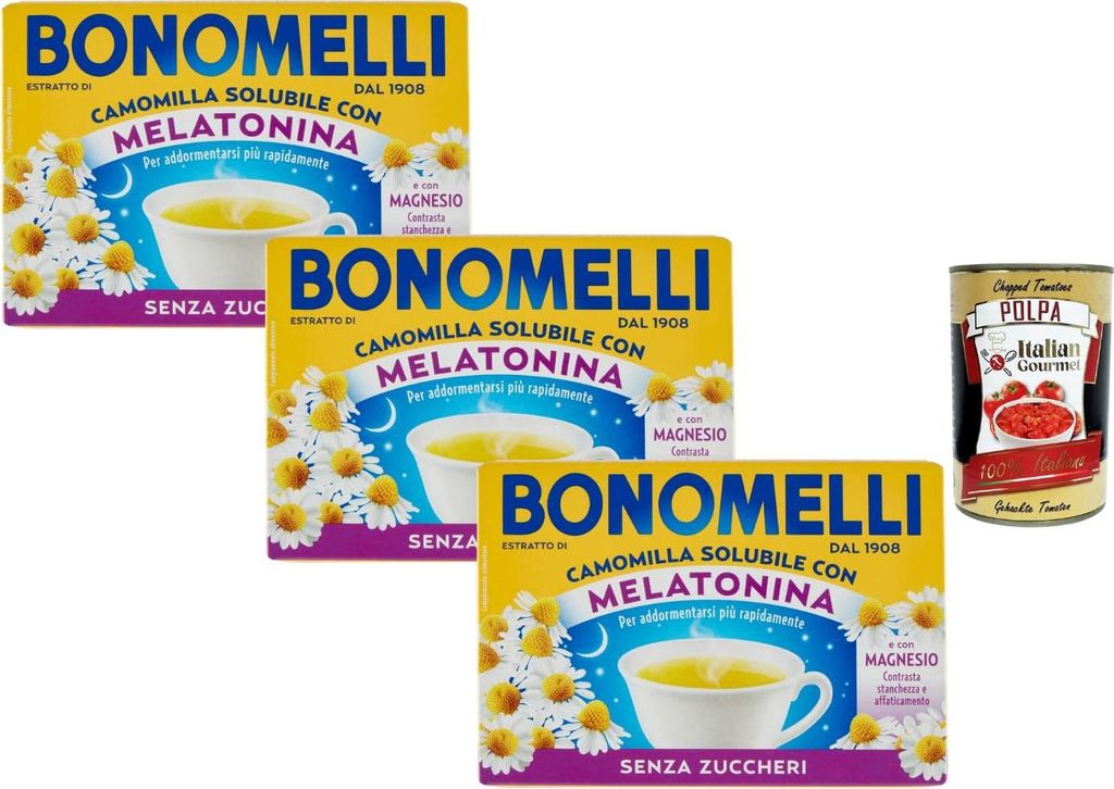 Italian Gourmet Löslicher Kamillentee ohne Zucker 3 x 72 g – 48 Portionsbeutel à 4,5 g, Kamillen-Getränk für Abendroutine, mit Magnesium + It...