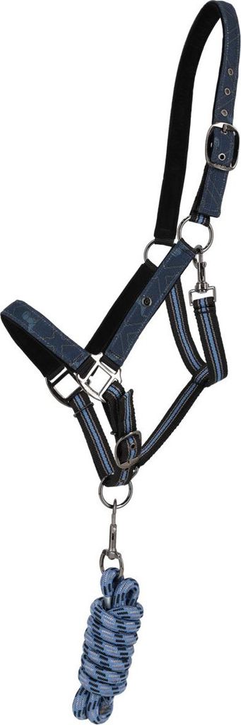 QHP Halfter-Set Turnout Collection navy dusk Halfter mit Strick , Größe:Shet