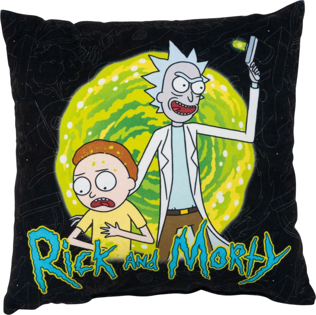 Rick and Morty Kissen - Dekokissen Sitzkissen Zierkissen Kopfkissen Schwarz 30 x 30 cm