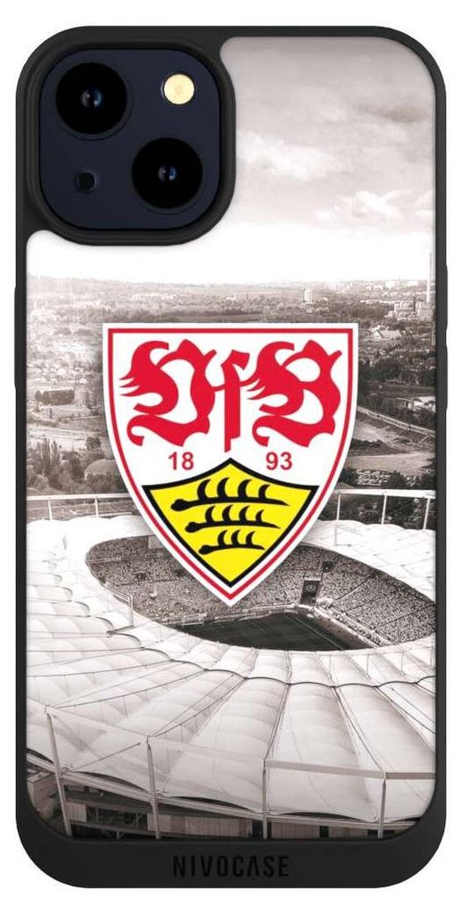 NIVOCASE Handyhülle für Apple iPhone 14 Hülle NIVOpure Case Schwarz Offizielles Lizenzprodukt Stadion VfB Stuttgart