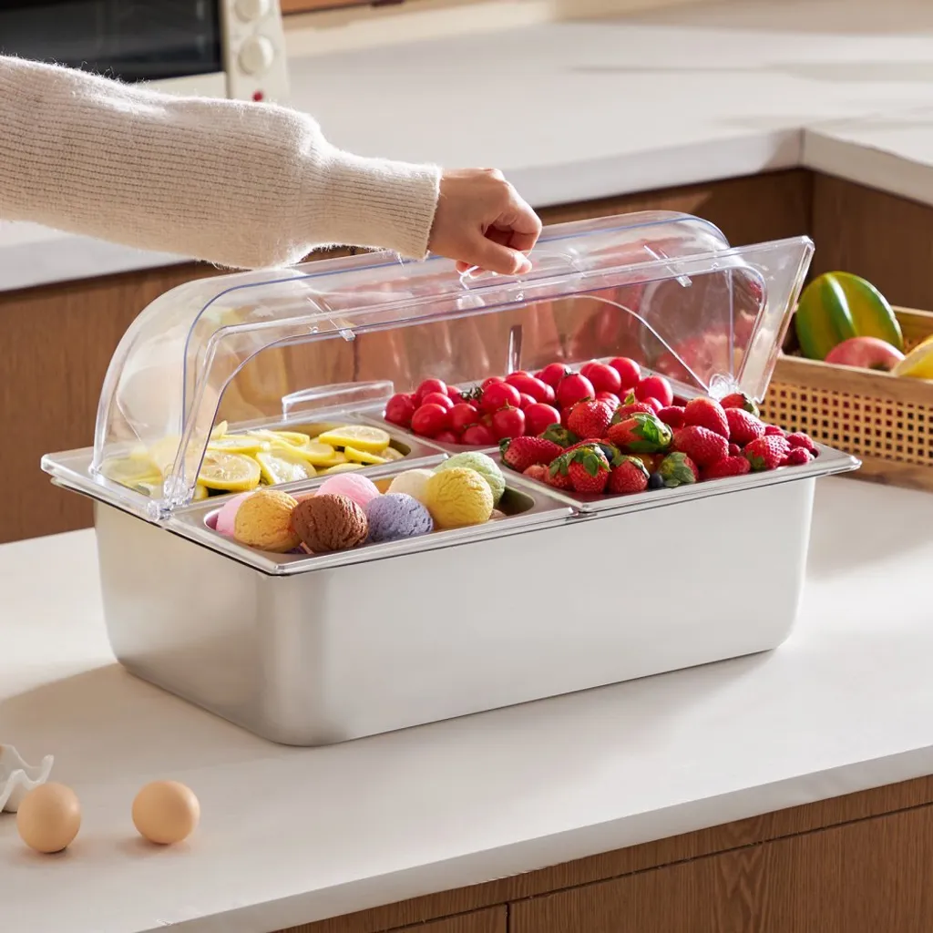 Set 4 Contenitori Alimentari Quadrati 4L Con Coperchio Ermetico E Manici - Per Cucina E Ristorante