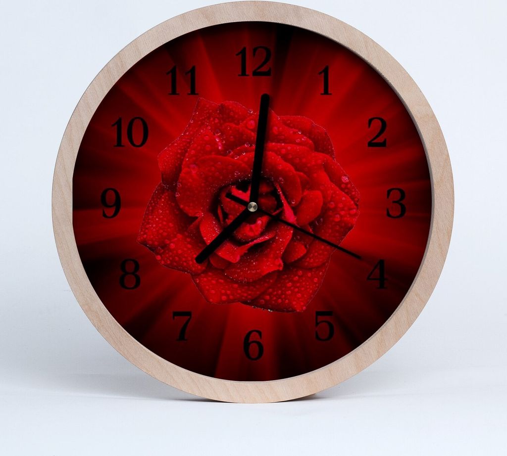 Holzuhr 30fi cm wanduhr - Rose Blumen