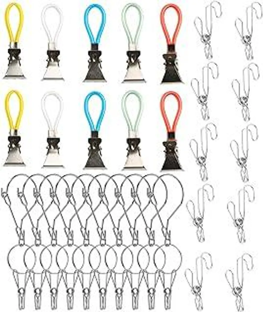 30 Mollette In Acciaio Inox Multiuso Con Gomma Antiscivolo - Clip Per Calze, Asciugamani, Sigillare Sacchetti, Foto, Ufficio (Grigio) - 2