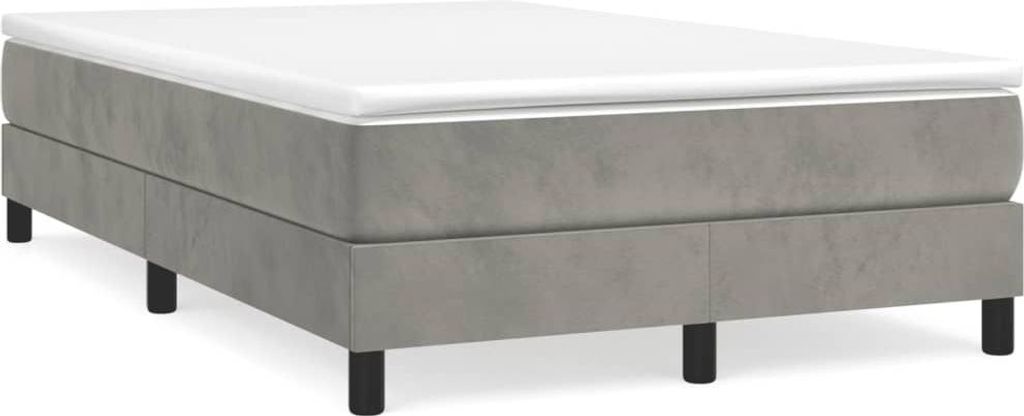 vidaXL Boxspringbett mit Matratze Hellgrau 120x190 cm Samt