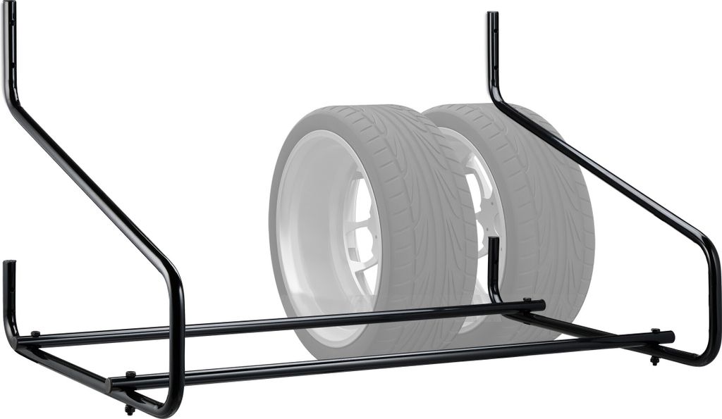 Relaxdays Reifenregal Wandmontage, für 4 Reifen, Teleskop Reifenhalter Wandhalterung, bis 80kg, klappbar, Stahl, schwarz