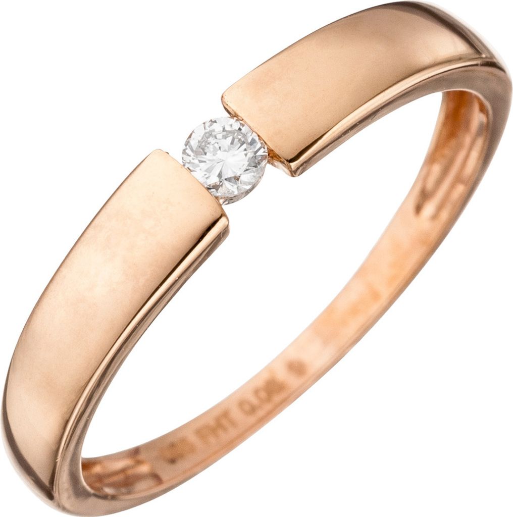 Solitär Ring Spannring mit Diamant 0.08Ct Brillant 585 Gold Rotgold Diamantring Innenumfang 58mm Ø18.5mm