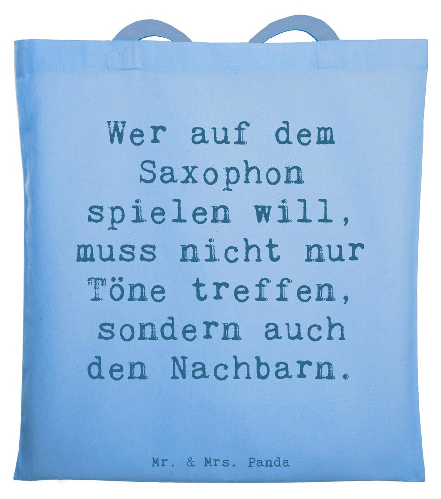 Mr. & Mrs. Panda Schultasche Spruch Saxophon Spieler - Sky Blue - Geschenk, Tasche, Musik, Jutetasche, Blasinstrument, Jutebeutel, Musiker, Instrum...