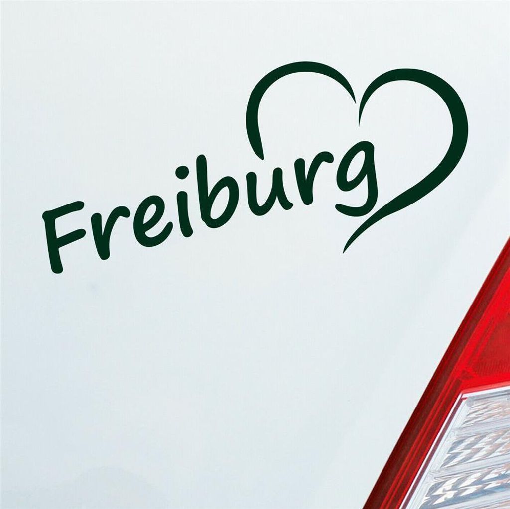 Auto Aufkleber Freiburg Herz Stadt City Liebe Love Heimat 18x8 cm Dunkelgrün Sticker Heckscheibenaufkleber