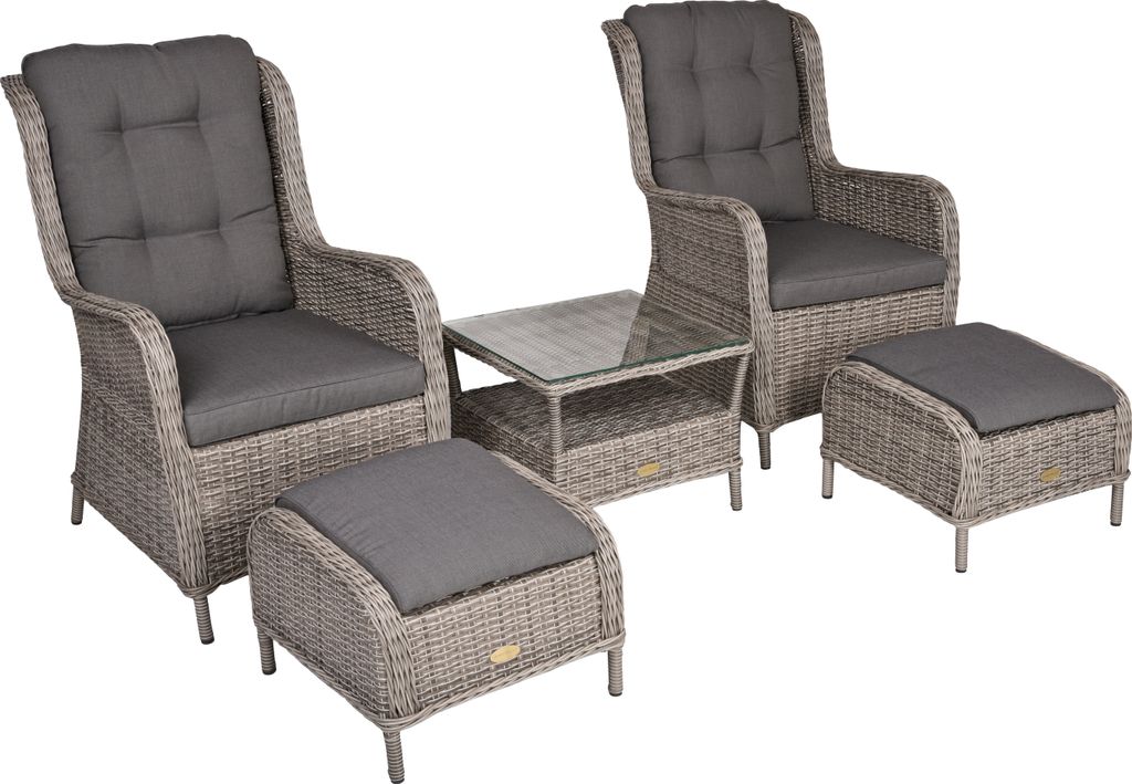 Garden Pleasure Loungegruppe Valencia grau / antikgrau Kunststoff, Metall, 11-teilig