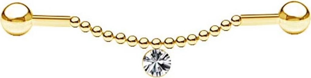 viva-adorno Industrial Piercing Scaffold Kette Kettchen Anhänger Kristall Opal Ohr Piercing gold Z572, Gold einfach Zirkonia