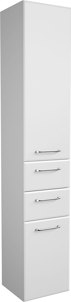 Hochschrank Badschrank Seitenschrank Schrank Badmöbel Holzschrank "Carrie I" weiß-glanz/weiß-Hochglanz