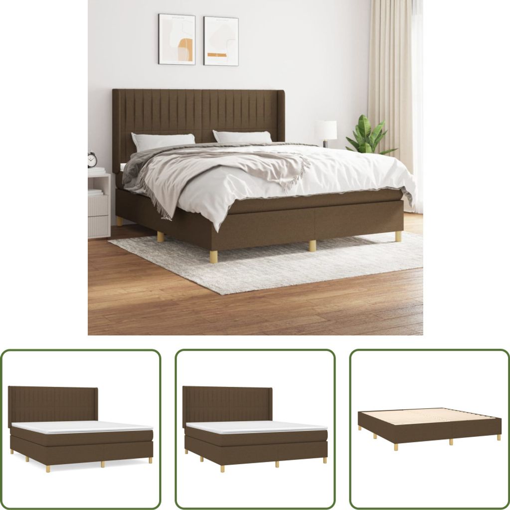 The Living Store Boxspringbett mit Matratze Dunkelbraun 180x200 cm Stoff
